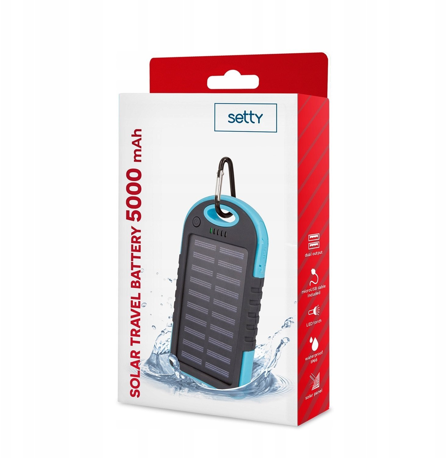 Ładowarka solarna TelForceOne Power bank Setty 5000 mAh niebieski R