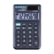 Kalkulator kieszonkowy 8 pozycyjny DONAU TECH K-DT2082-01 97x60x11mm czarny /K-DT2082-01/ DN1178 - Kalkulatory - miniaturka - grafika 1