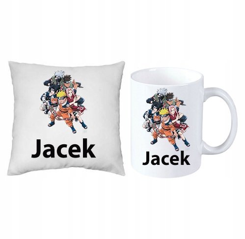 Naruto Anime ZESTAW PODUSZKA + KUBEK + IMIĘ