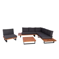 Meble ogrodowe - Zestaw ogrodowy z fotelem HWC-H54, zestaw wypoczynkowy sofa, spun poly acacia wood MVG aluminium ~ brąz, ciemnoszara tapicerka - miniaturka - grafika 1
