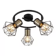 Lampy sufitowe - Globo Priska 54017-3M spirala plafon lampa sufitowa spot 3x40W E27 czarny/złoty - miniaturka - grafika 1