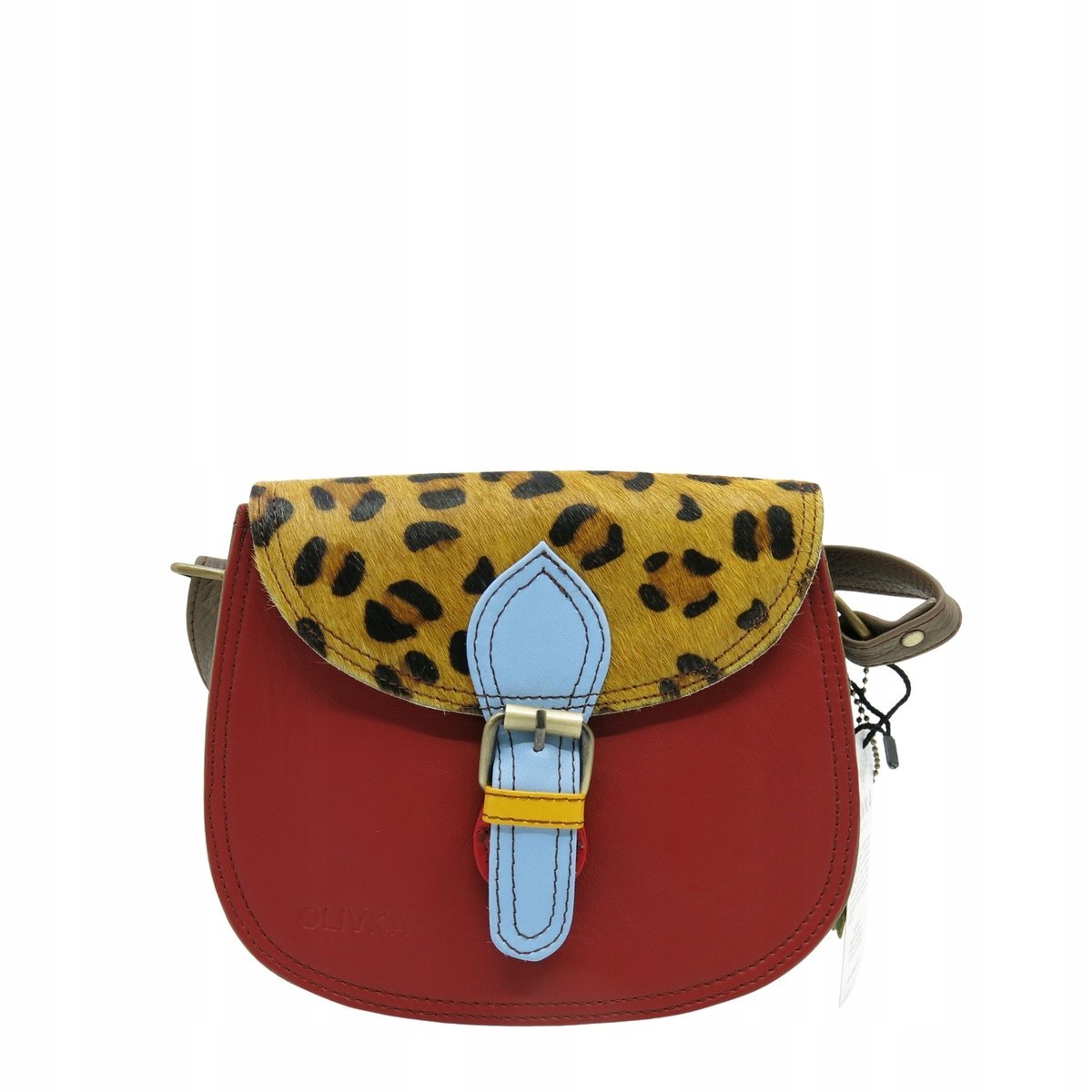 Torebka listonoszka skórzana elegancka wizytowa zwierzęcy wzór eko OLIVKA