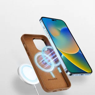 Dux Ducis Grit skórzane etui do iPhone 14 Pro Max elegancki pokrowiec ze sztucznej skóry (kompatybilne z MagSafe) brązowy - Etui i futerały do telefonów - miniaturka - grafika 3