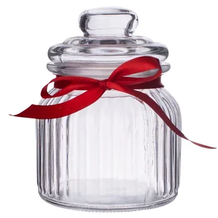 Słoik do przechowywania, Relief z kokardą czerwoną, 650 ml - Pojemniki kuchenne - miniaturka - grafika 1