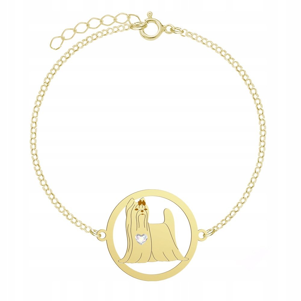 Bransoletka Złota Yorkshire Terrier 925 Łańcuszek Biżuteria GRAWER GRATIS