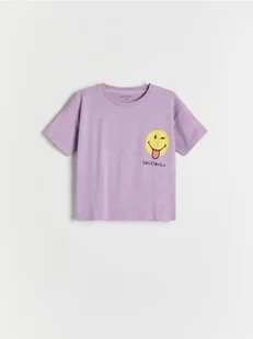Reserved - Bawełniany t-shirt Smiley - fioletowy - Bluzki dla niemowląt - miniaturka - grafika 1
