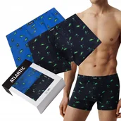 Majtki męskie - BOKSERKI MĘSKIE opięte bawełniane zabawne w kaktusy Atlantic *M - miniaturka - grafika 1