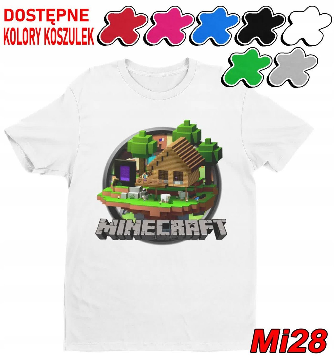 Koszulka Dziecięca Z Nadrukiem Dla Fana Mainkraft Gry Wzory -L 146-152