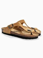 Klapki i japonki damskie - Sunbay Skórzane japonki "Tulipe" w kolorze jasnobrązowym - miniaturka - grafika 1