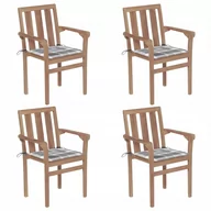 Fotele i krzesła ogrodowe - vidaXL Sztaplowane krzesła ogrodowe z poduszkami, 4 szt., tekowe! 3073393 - miniaturka - grafika 1