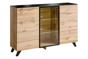 ASM Meble KOMODA THIN WOTAN/CZARNE ALU/SZKŁO + LED 27 WT THS - Komody - miniaturka - grafika 1