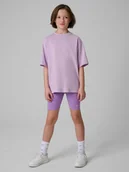 Spodnie i spodenki dla dziewczynek - 4F Legginsy kolarki dzianinowe dziewczęce - fioletowe 146 (10-11 lat) - miniaturka - grafika 1