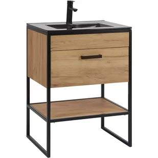 Szafka z Umywalką 820 Brooklyn Comad Dąb Craft Złoty, Czarny - Szafki łazienkowe - miniaturka - grafika 1