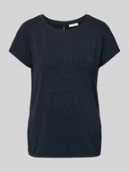 Koszulki i topy damskie - T-shirt o luźnym kroju z ażurowej dzianiny - miniaturka - grafika 1
