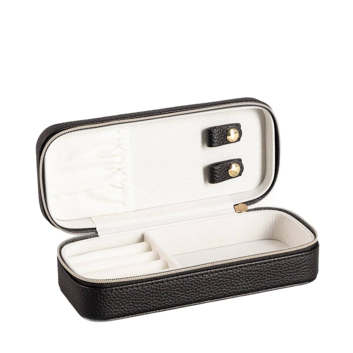 Szkatułka na biżuterię LINAS z eko skóry czarna 17,5x8x5 cm HOMLA