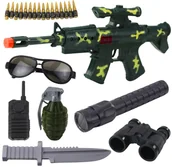 Zabawki militarne - Zestaw Karabin Wojskowy Z Karabinem Akcesoria Dźwięk Strzału Khaki - miniaturka - grafika 1