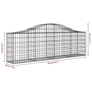 VIDAXL Kosze gabionowe, 7 szt, 200x30x60/80 cm, galwanizowane żelazo - Ogrodzenia - miniaturka - grafika 7