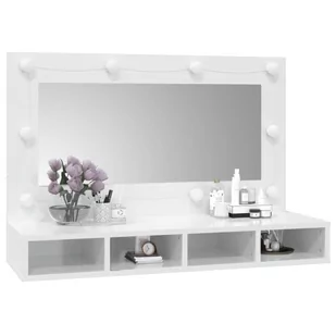 Lumarko Szafka z lustrem i LED, biała z połyskiem, 90x31,5x62 cm - Toaletki - miniaturka - grafika 11