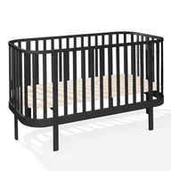 Łóżeczka i kojce - ATB Meble - Grand Czarne Łóżeczko Drewniane 2w1 140x70 Dziecięce - miniaturka - grafika 1