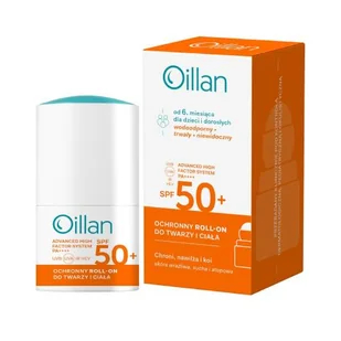 OILLAN SUN Ochronny roll-on przeciwsłoneczny do twarzy i ciała z filtrem SPF50 do skóry wrażliwej, 50ml - Balsamy i kremy do opalania - miniaturka - grafika 1