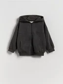 Bluzy i sweterki niemowlęce - Reserved - Bawełniana bluza z kapturem - ciemnoszary - miniaturka - grafika 1