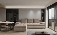 Narożniki - Sofa w kształcie L TOMI narożnik, tkanina Castel, wiele kolorów Zimny beżowy Lewostronny - miniaturka - grafika 1