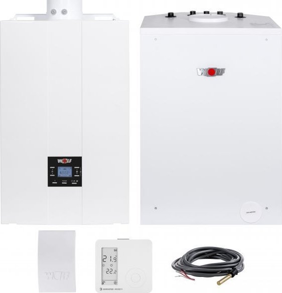 WOLF Kocioł 1-fun.kondens - FGB-28 + zasobnik CSW-120L + GRATISY czujnik C.W.U + czujnik temperatury zewnętrznej