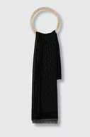 Apaszki i szaliki damskie - Calvin Klein szalik wełniany kolor czarny wzorzysty - miniaturka - grafika 1