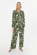 Piżamy damskie - Dwuczęściowa piżama w kwiaty - Greenpoint - miniaturka - grafika 1