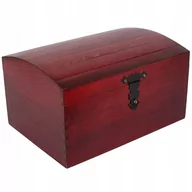 Pudełka i szkatułki - Kufer pudełko drewniane bordowe 34,5x25x19,2 cm - miniaturka - grafika 1
