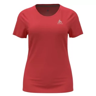 Koszulki sportowe damskie - Koszulka z krótkim rękawem trekkingowa damska Odlo T-shirt F-DRY czerwona - grafika 1