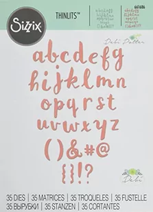 Sizzix 661686 Thinlits wytłaczania zestaw 38 sztuk  alfabet pociągnięcia pędzla firmy debi Potter małe litery, Steel, srebrny, 26.5 x 13 x 0.2 cm 661686 - Szczotki i furminatory - miniaturka - grafika 1