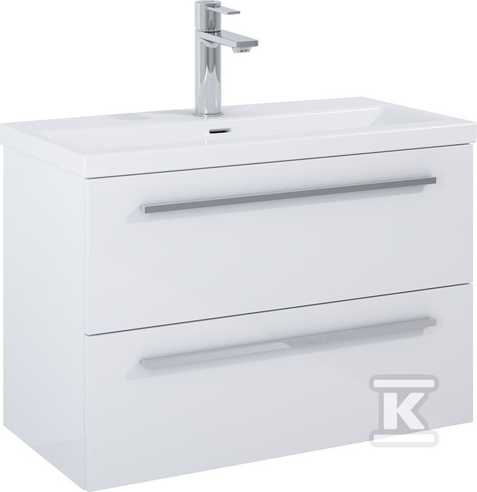 A857970806 / ROCA / KWADRO / SZAFKA ŁAZIENKOWA 80 CM Z 2 SZUFLADAMI, DO KOMPLETACJI Z UMYWALKĄ HEBE, BIAŁY POŁYSK / ZAMIENNIK 166713 /