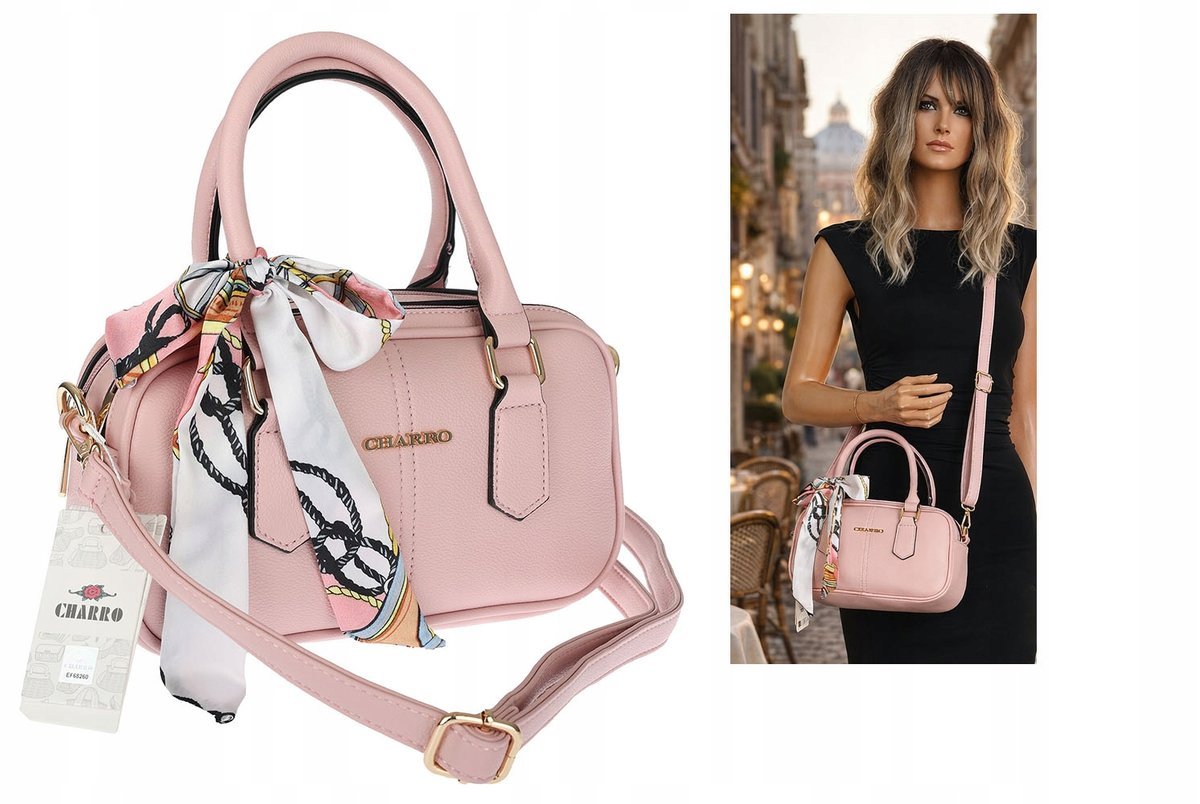 Torebka damska CHARRO pojemna Listonoszka kuferek CH662179 Różowa