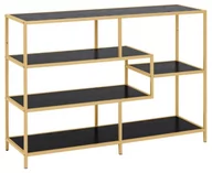 Regały - Seaford bookcase Shelf melamine black ash Frame steel gold 114x35x78 cm - miniaturka - grafika 1