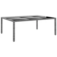 Stoły ogrodowe - vidaXL Stół ogrodowy, 200x150x75 cm, szkło i rattan PE, szary - miniaturka - grafika 1