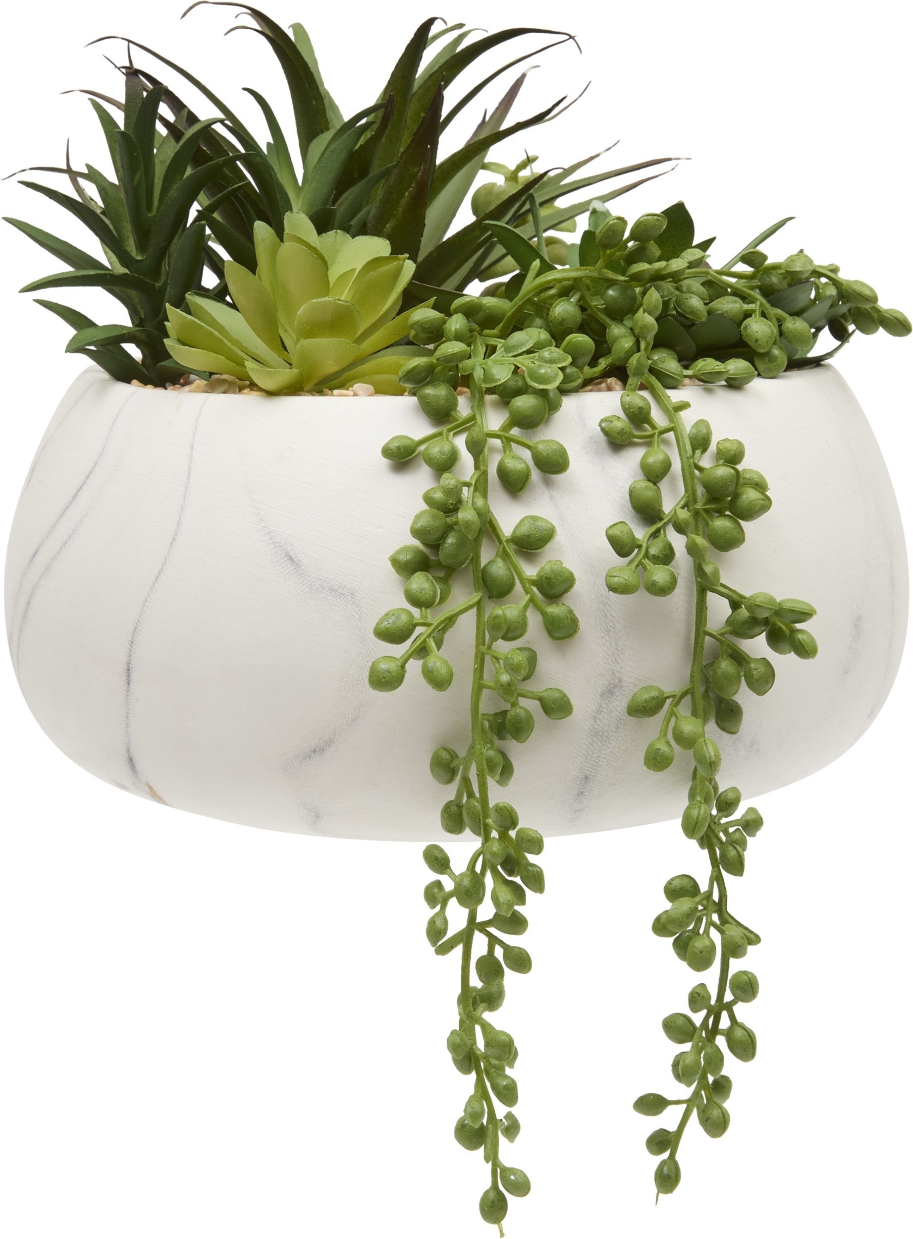 Atmosphera Sztuczne sukulenty w ceramicznej doniczce z marmurowym wzorem, wys. 18 cm