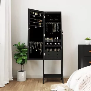 Szafka na biżuterię, z lustrem i LED, wolnostojąca, czarna Lumarko! - Szafki łazienkowe - miniaturka - grafika 4