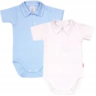 Body dla niemowląt - Body KR KOŁNIERZYK Polo 2PAK Biały + B r 62 KLEKLE - miniaturka - grafika 1