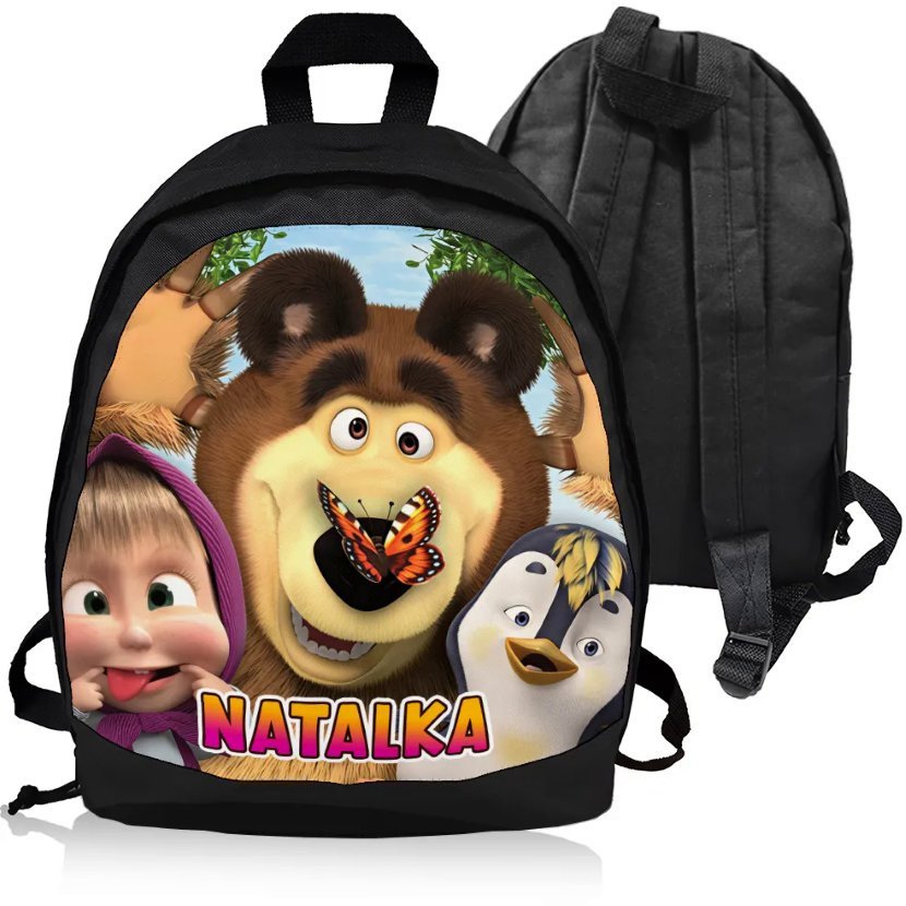 Plecak Personalizowany MASZA I NIEDŹWIEDŹ NADRUK IMIĘ - Idealny na Prezent!