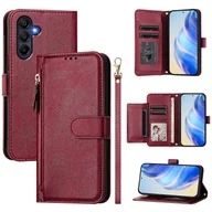 Etui i futerały do telefonów - Do Samsung Galaxy A26 5G Etui na zamek błyskawiczny Kieszeń na wiele kart Skórzane etui na telefon - Czerwone Wielobarwny Red - miniaturka - grafika 1