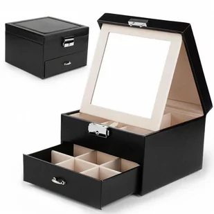 Szkatułka kuferek etui organizer na biżuterię czarna PD148CZ - Pudełka i szkatułki - miniaturka - grafika 1