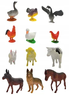 ZWIERZĘTA DOMOWE figurki 12 sztuk FARMA Koń, Pies, Gęś, Krowa, Kura, Kaczka - Figurki dla dzieci - miniaturka - grafika 1