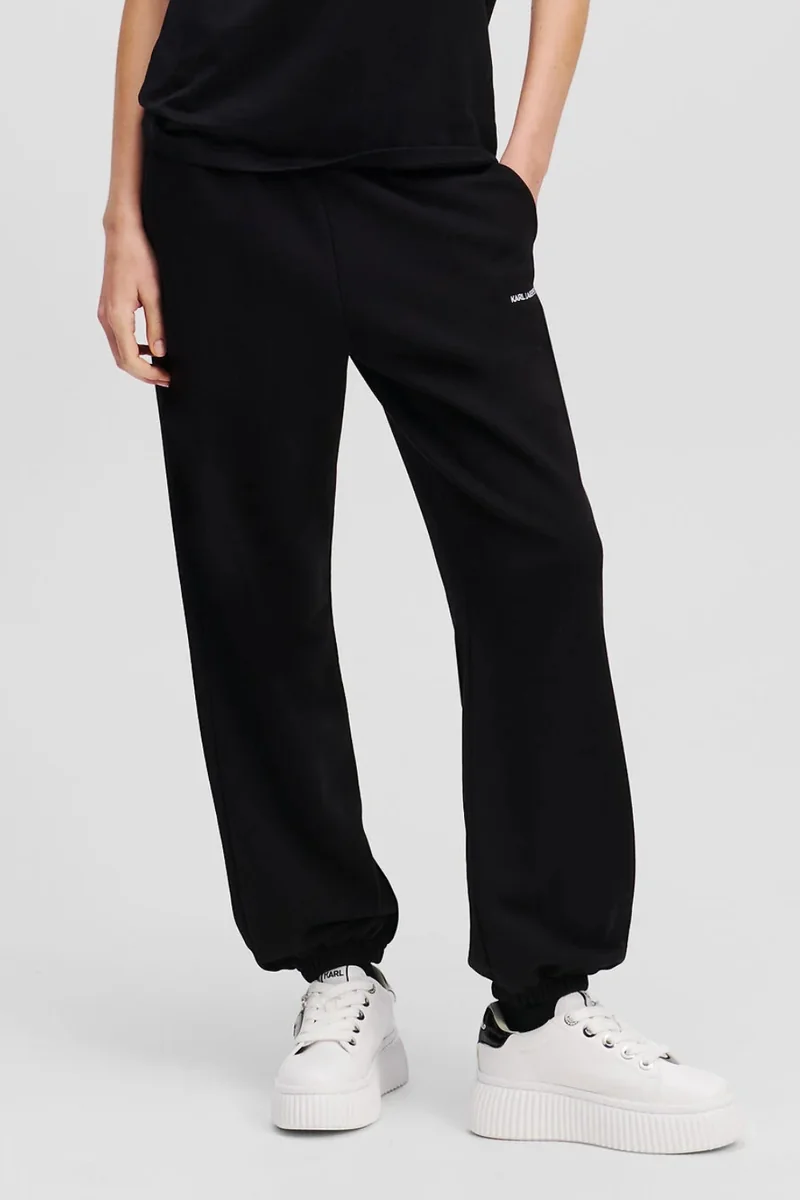KARL LAGERFELD Czarne damskie spodnie dresowe Ikon Peak-a-Boo XS