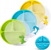 Miseczki i talerzyki dla dzieci - Talerzyki silikonowe dla dzieci - przyssawki przegródki pokrywki 3 szt - miniaturka - grafika 1