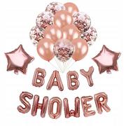 Baby shower i roczek - ZESTAW BABY SHOWER ROSE GOLD GIRLANDA BALONY Y7 - miniaturka - grafika 1