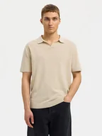 Koszulki męskie - Selected Homme Polo Mattis 16096197 Beżowy Regular Fit - miniaturka - grafika 1
