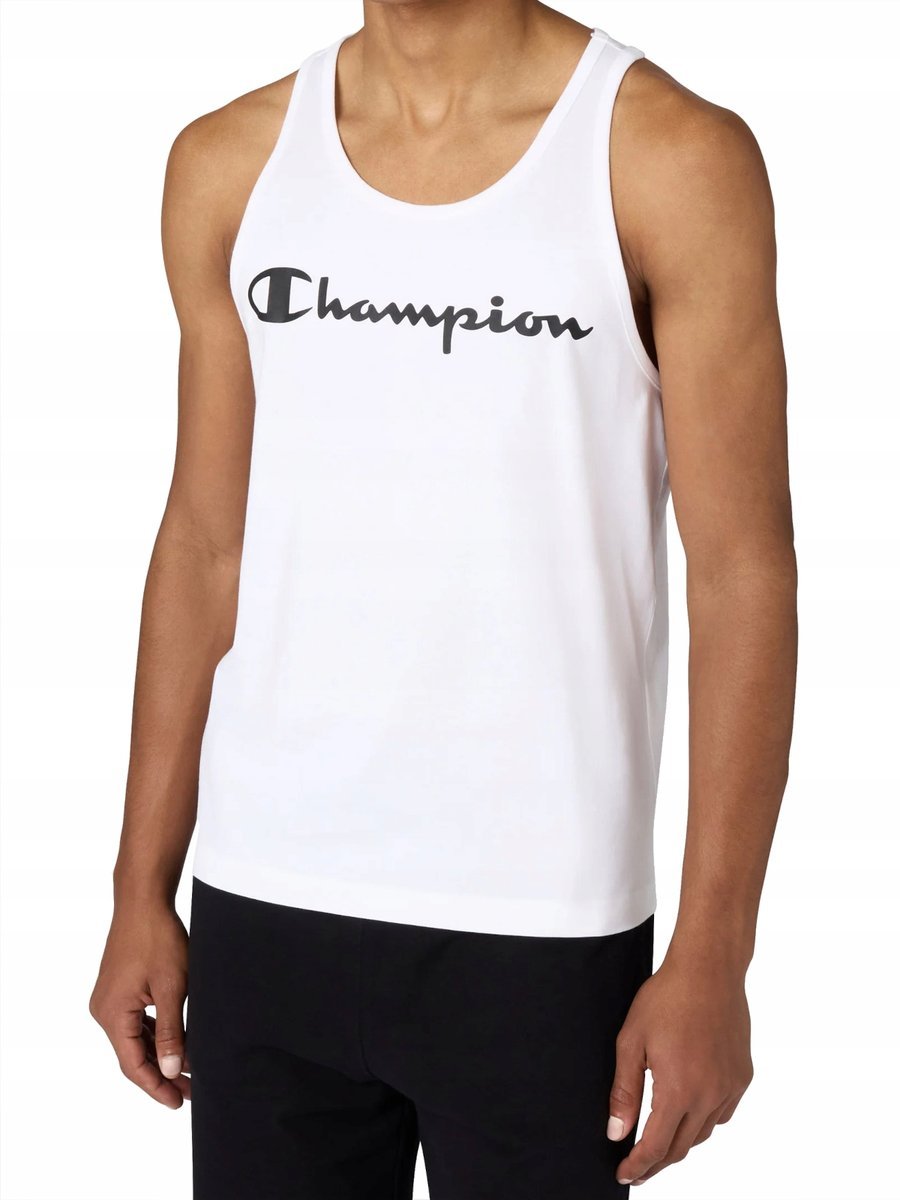 KOSZULKA męska CHAMPION bez rękawów 222282-WW001 biała sportowa tank top S S