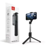 Selfie stick - Crong SelfieGo Lite – Kompaktowy selfie stick Bluetooth tripod (czarny) - miniaturka - grafika 1