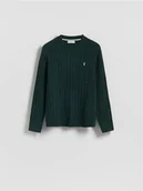 Swetry męskie - Reserved - Sweter z warkoczowym splotem - ciemnozielony - miniaturka - grafika 1